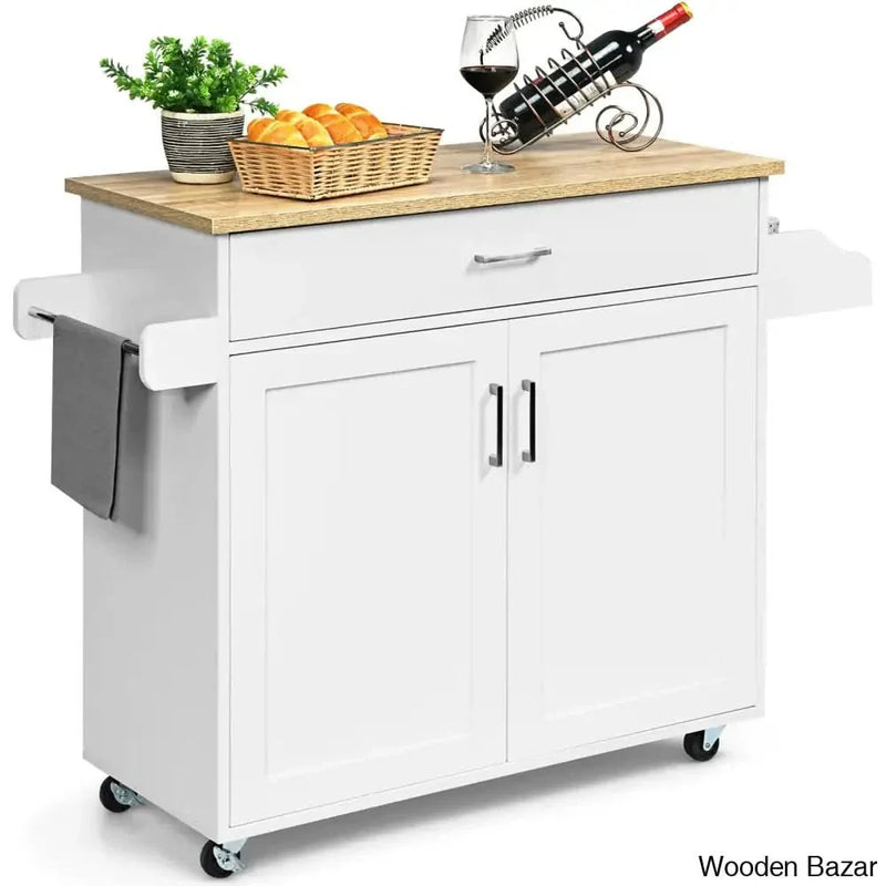 Clemmie Wood Kitchen Island Kitchen trolley cart cabinet kitchen island with storage