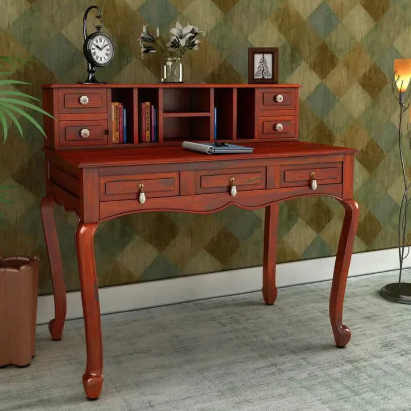 Clifford Solid Wood Writing Table In Honey Oak Finish