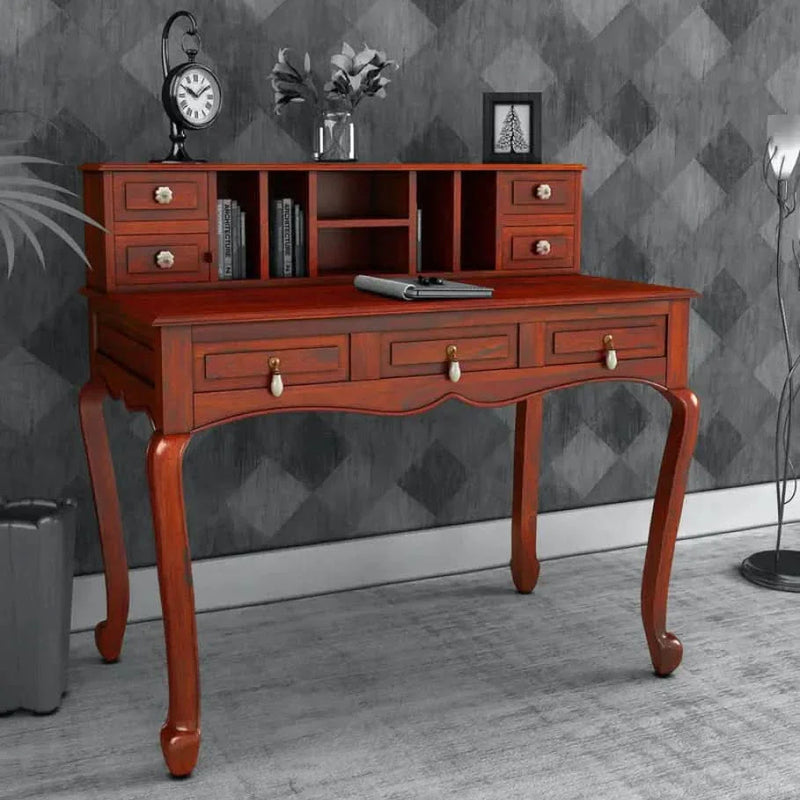 Clifford Solid Wood Writing Table In Honey Oak Finish