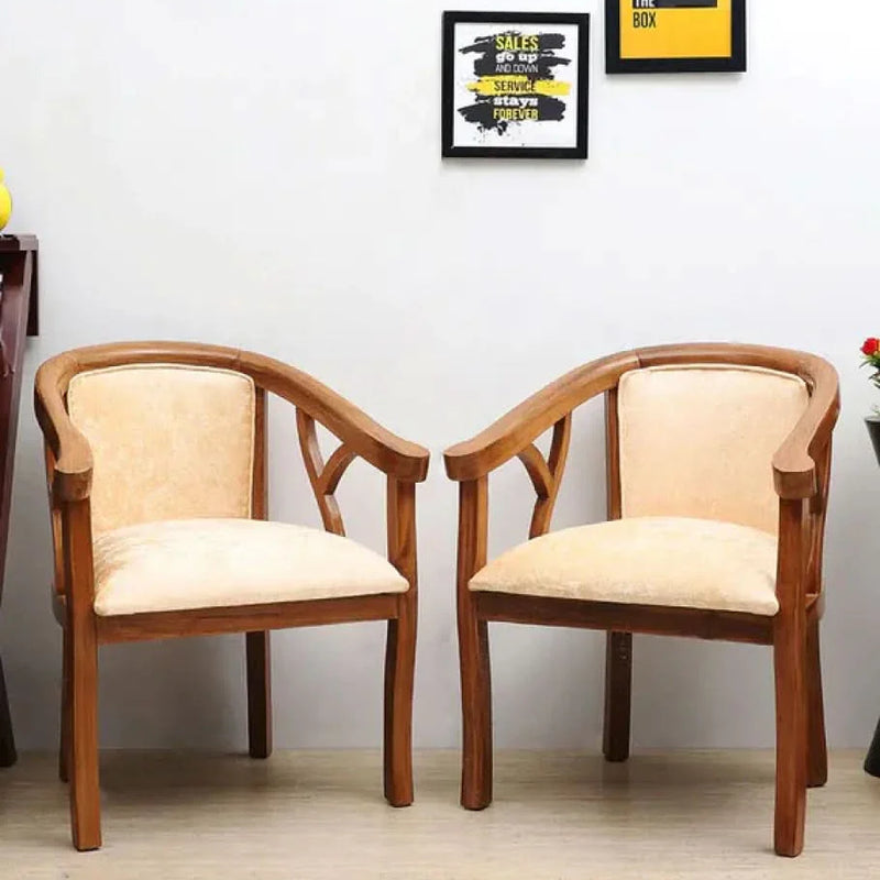 Comfy Arm Chair in Teak Gold Finish (Set of 2 )