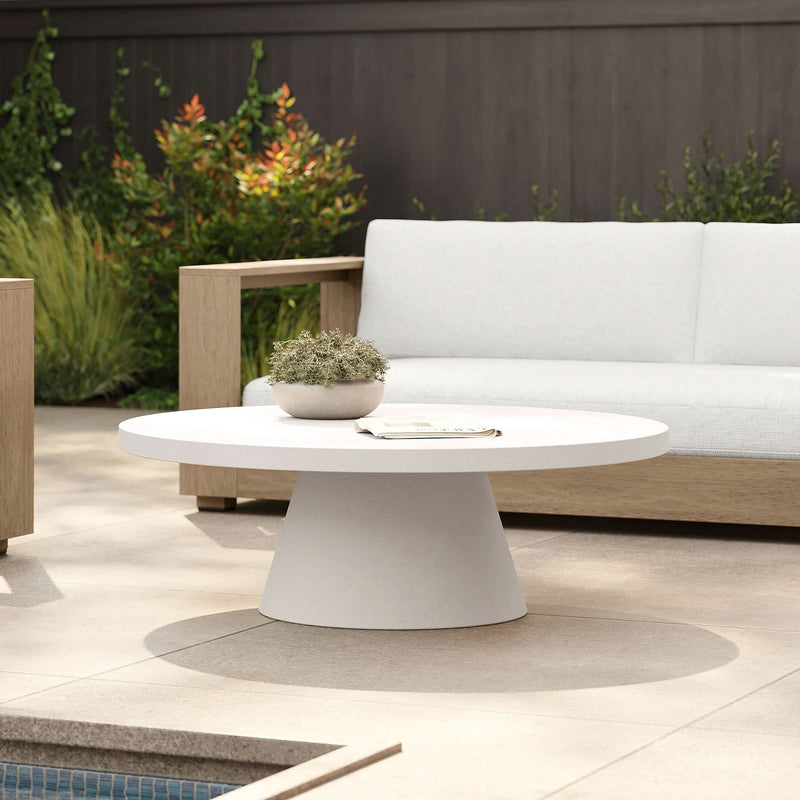 Xahy Concrete Pedestal Indoor/Outdoor Round Coffee Table