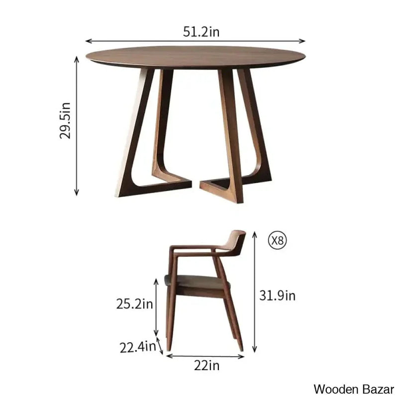 DanA 4 Seater Solid Wood Sled Dining Set - Craft Decor