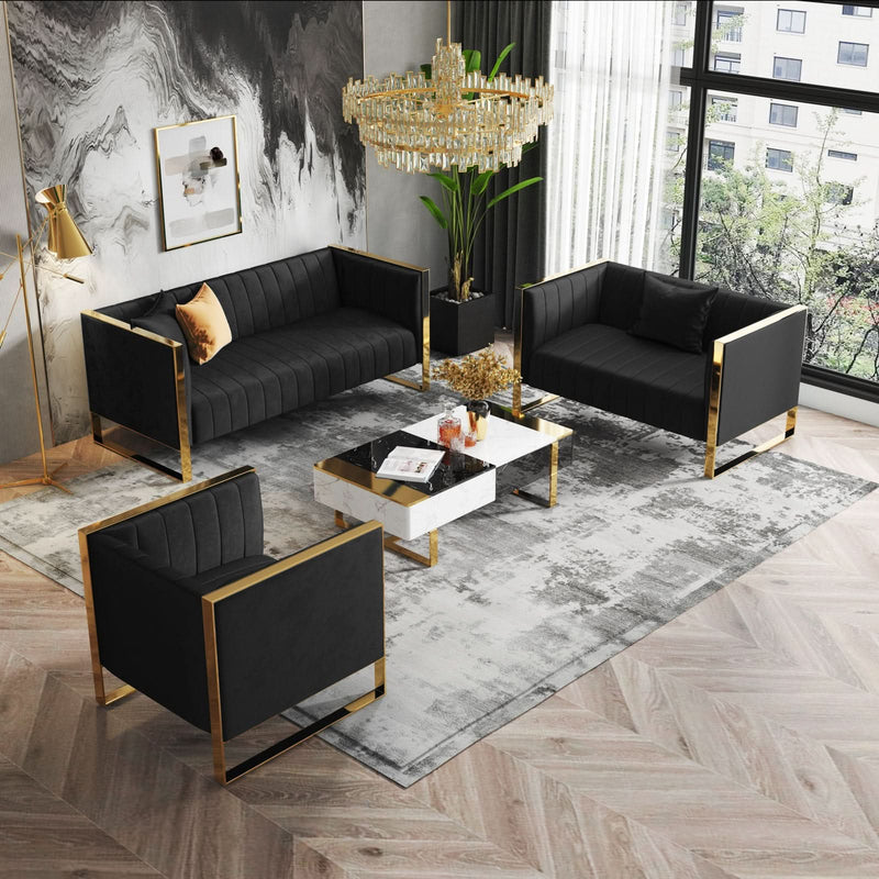 3 - Piece Velvet Living Room Set luxury sofa set