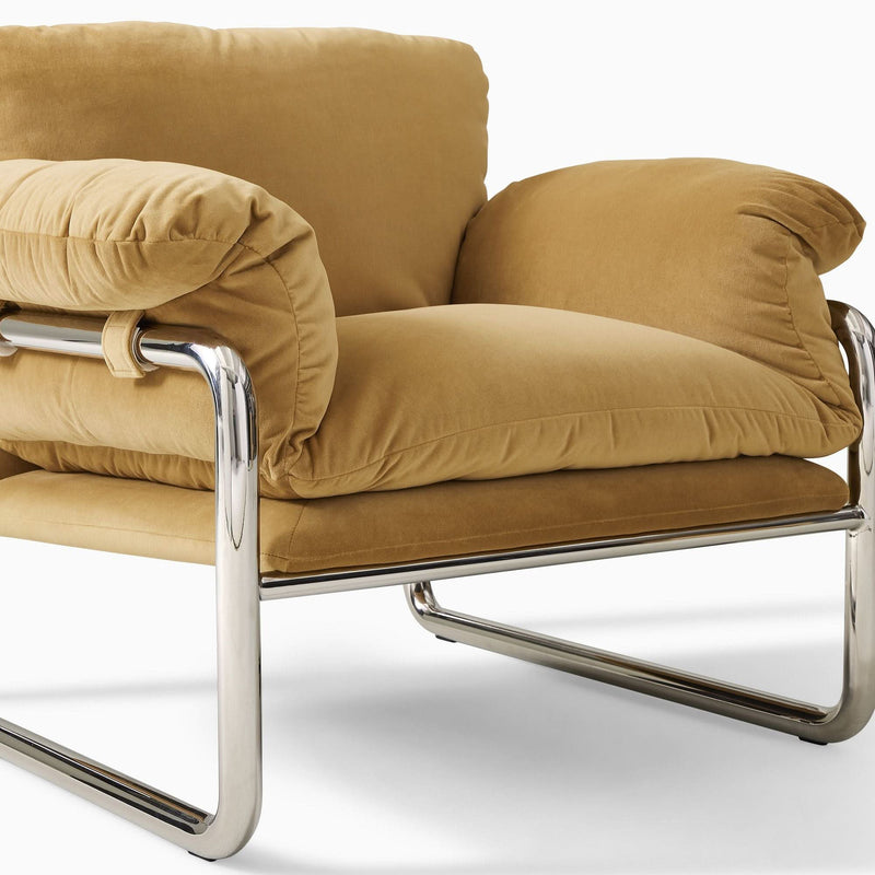 Newpick Camel Velvet with Chrome Tubular Frame - Craft Decor