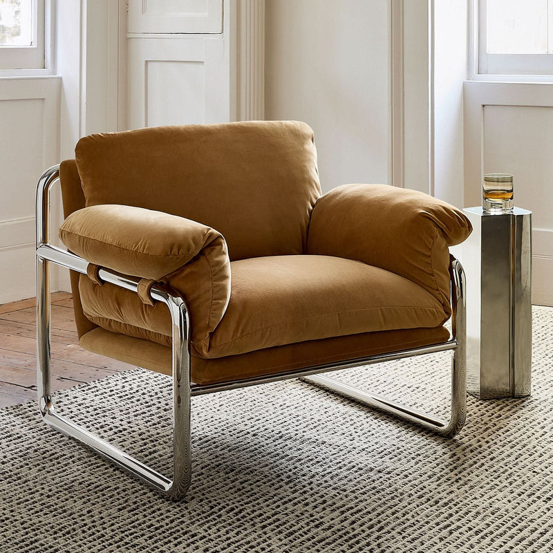 Newpick Camel Velvet with Chrome Tubular Frame - Craft Decor