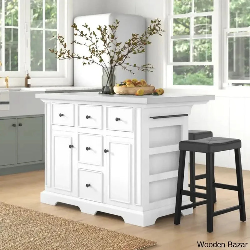 Diamondback 50'' Wide Kitchen Island Set with Stainless Steel Top Kitchen trolley cart cabinet kitchen island with storage