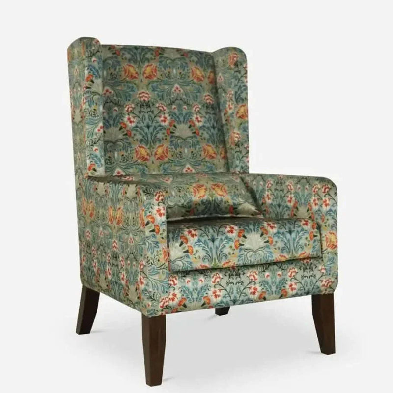 Diane Velvet Wing Chair in Blue Color - Craft Decor