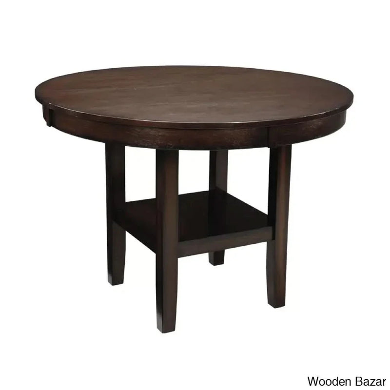 Dormont 4 Seater Round Wooden Dining Table with Cushioned Chairs