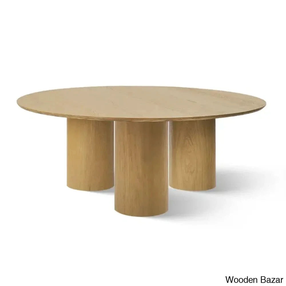 Drum Architectural Design 3 Legs Round Coffee And Center Table Natural Wood