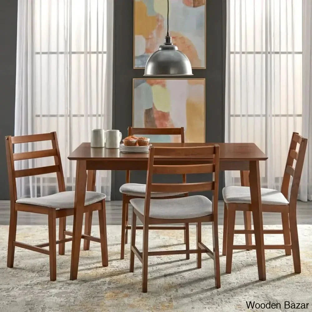 Dunstan Modern 4 Seater Elegant Dining Table Set - Craft Decor Brown
