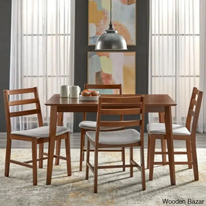Dunstan Modern 4 Seater Elegant Dining Table Set - Craft Decor Brown