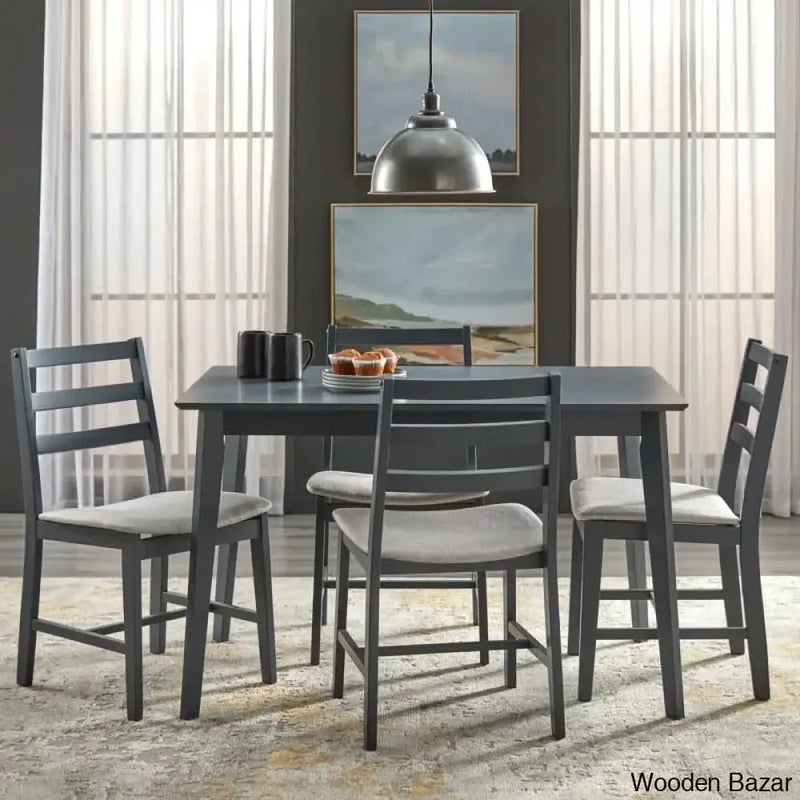 Dunstan Modern 4 Seater Elegant Dining Table Set - Craft Decor Charcoal Grey