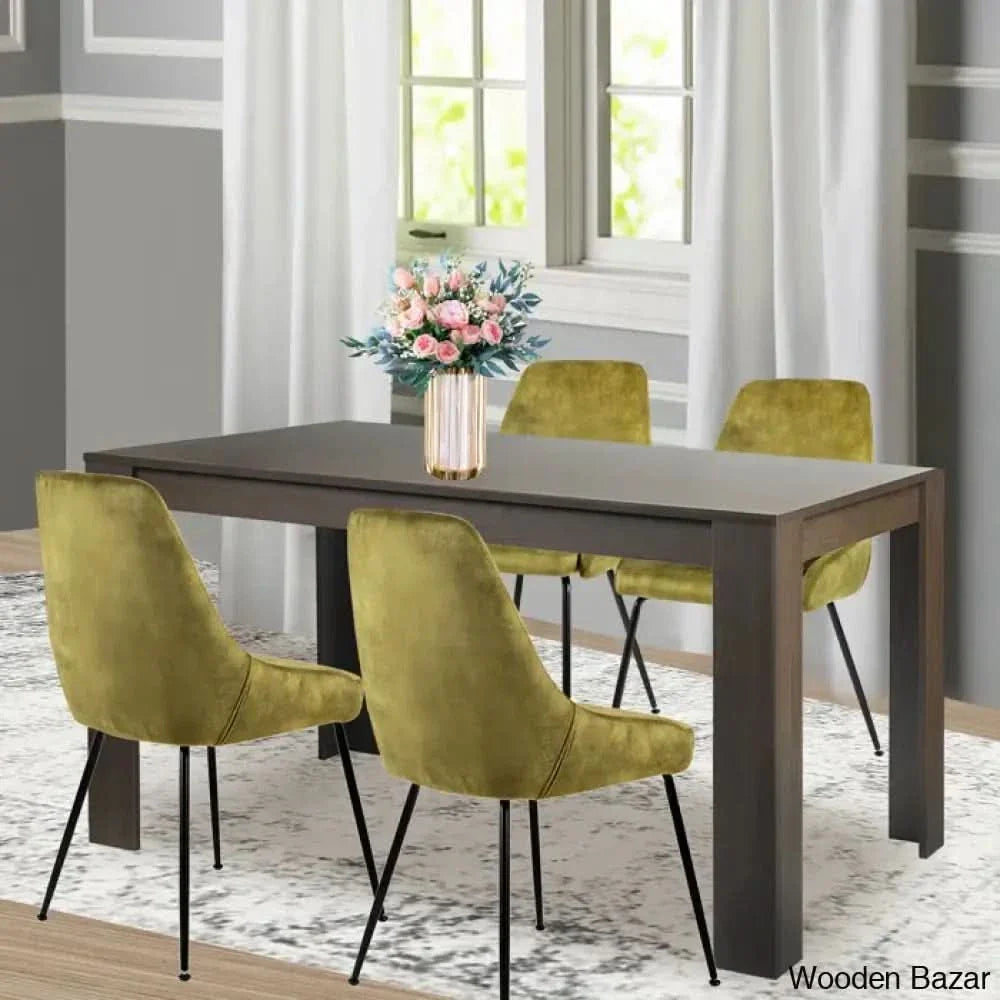 Dunstan Stylish 4 Seater Dining Table Set - Craft Decor Walnut