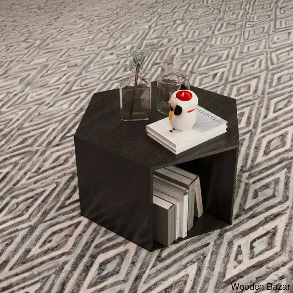 Eba Hexagonal Coffee And Center Table Side Nightstand Black