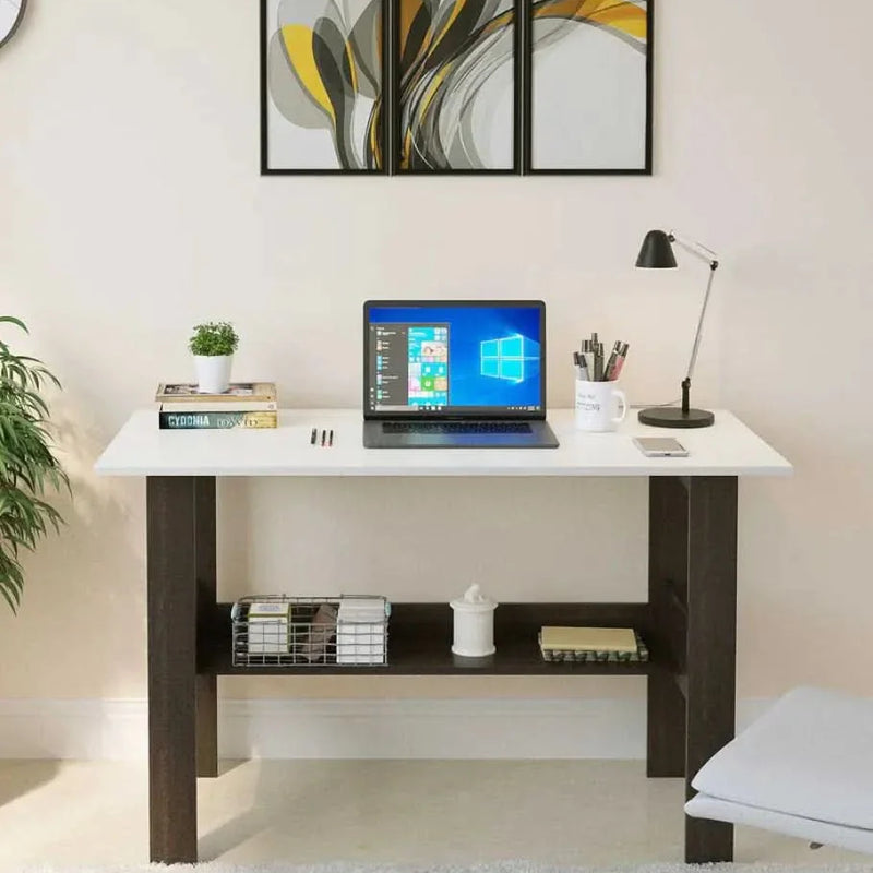 Efflino Study Table Desk in Wenge & White Finish