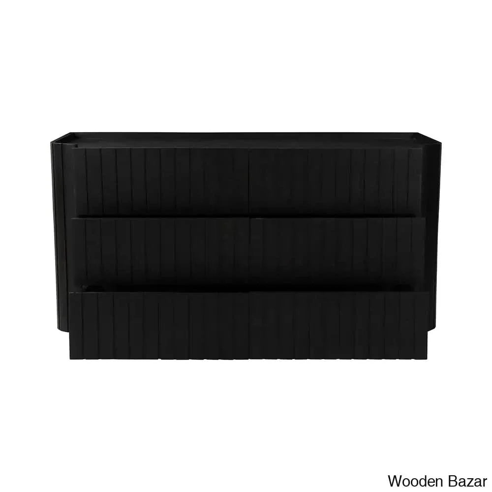 Ele Beautifully Designed 6-Drawer Chest Elegant And Spacious Storage For Modern Interiors Black