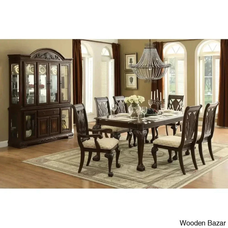 Elegant 8 Seater Luxury Dining Set With Extendable Solid Wood Top