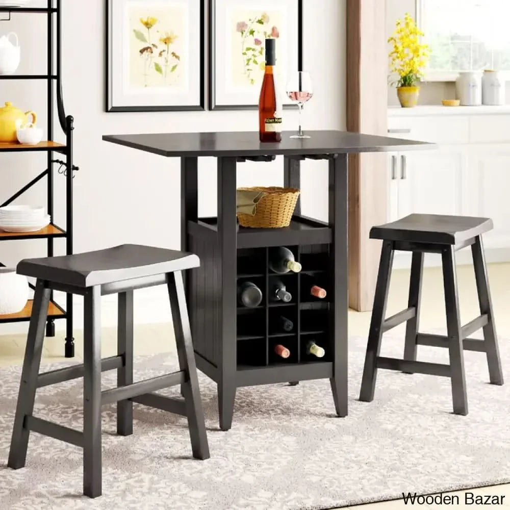 Elexar New 2 Seater Extendable Solid Wood Dining Set - Craft Decor Espresso
