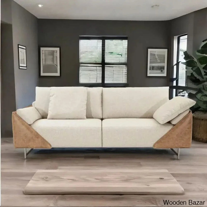 Eliana Contemporary Beige Upholstered Sofa in Modern Elegance in Soft Fabric