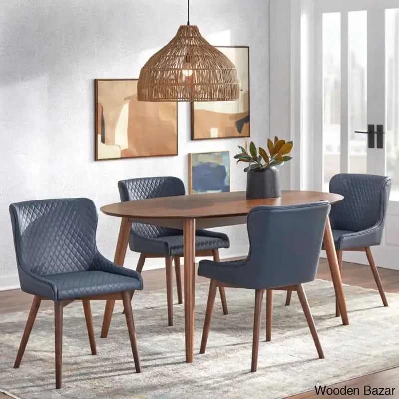 Elisco Modern Dining Table Set For Living - Craft Decor Blue / 4 Seater