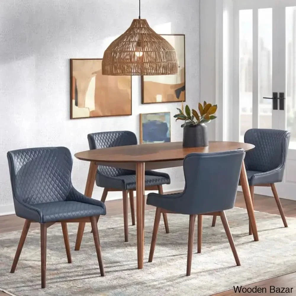 Elisco Modern Dining Table Set For Living - Craft Decor Blue / 4 Seater