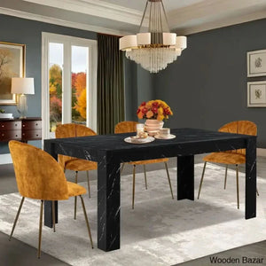 Eloska Modern 4 Seater Dining Table Set - Craft Decor Black With Yellow Chairs
