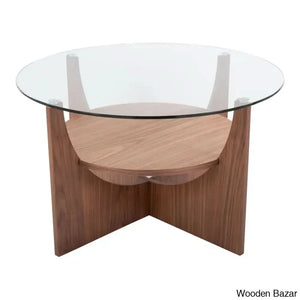 Ensca Glass Top Coffee And Center Table Walnut