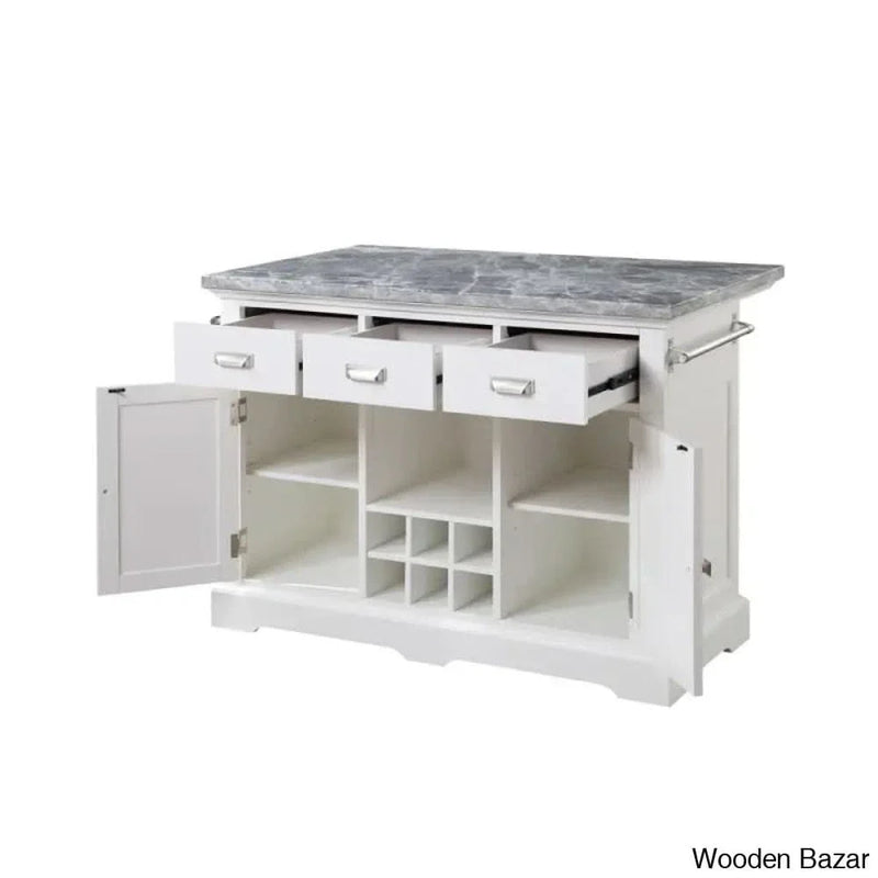 Erichsen Marble Top Kitchen Island Set Kitchen trolley cart cabinet kitchen island with storage