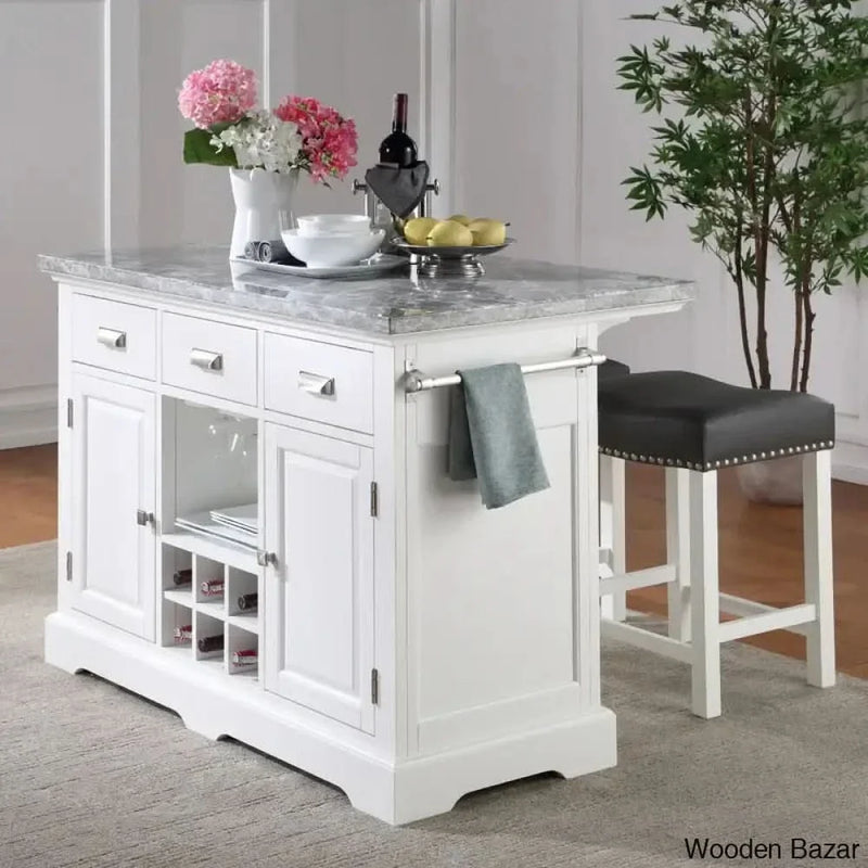 Erichsen Marble Top Kitchen Island Set Kitchen trolley cart cabinet kitchen island with storage