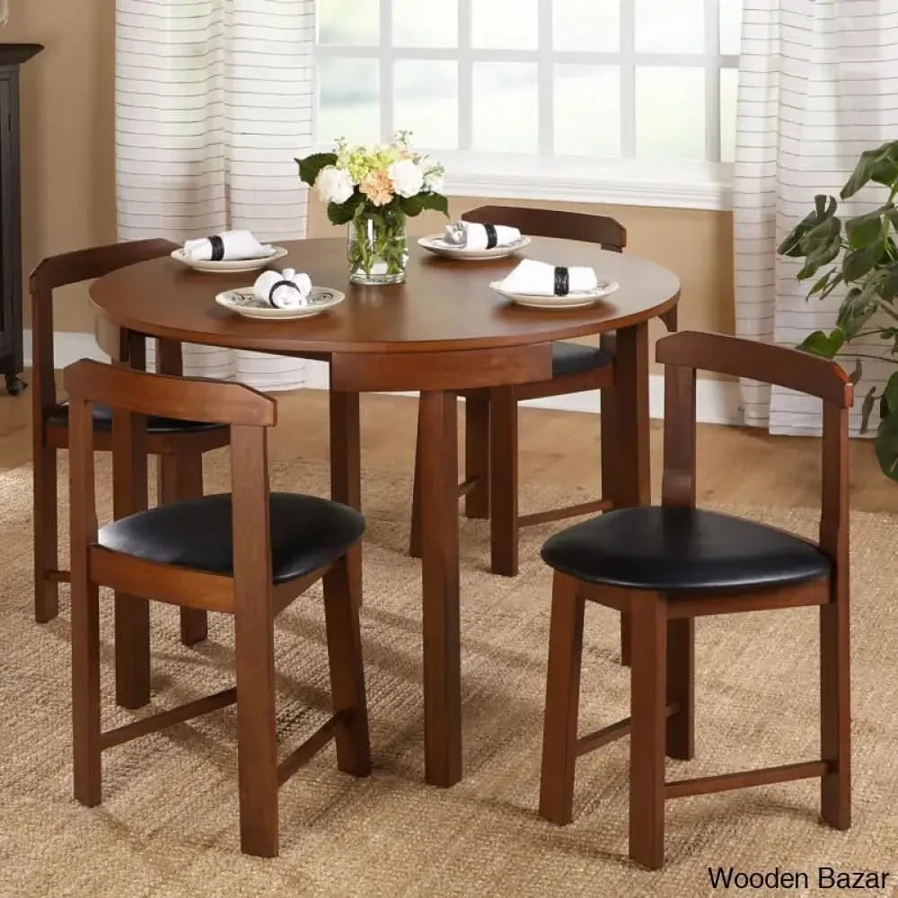Fleetwood Modern 4 Seater Dining Table Set - Craft Decor Walnut