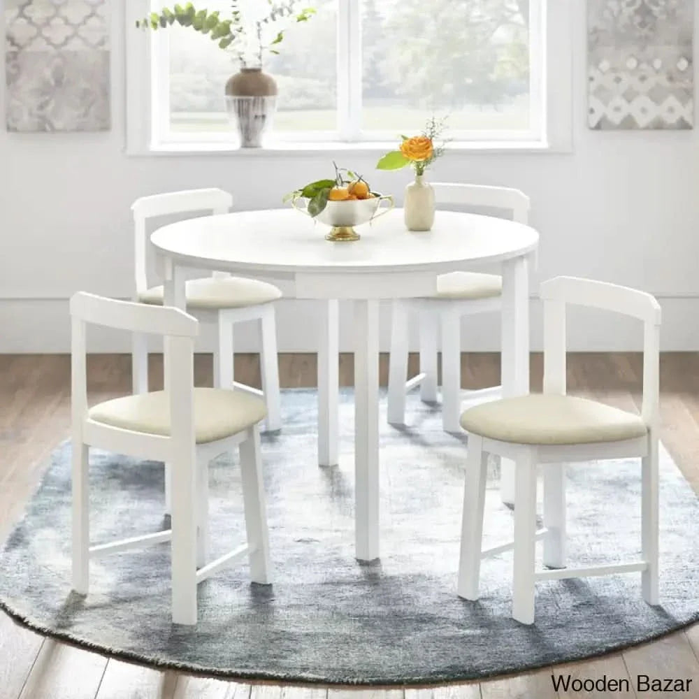 Fleetwood Modern 4 Seater Dining Table Set - Craft Decor White