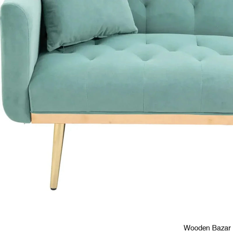 Garcia Light Teal Velvet Accent Sofa with Gold Legs - Craft Decor