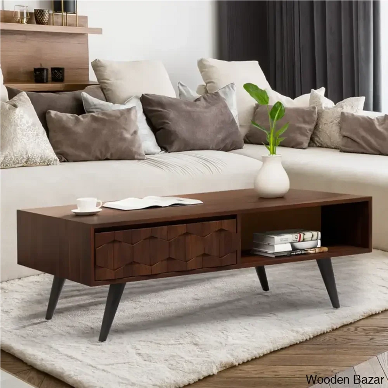 Georgina Solid Wood 4 Legs Coffee and Center Table with Storage