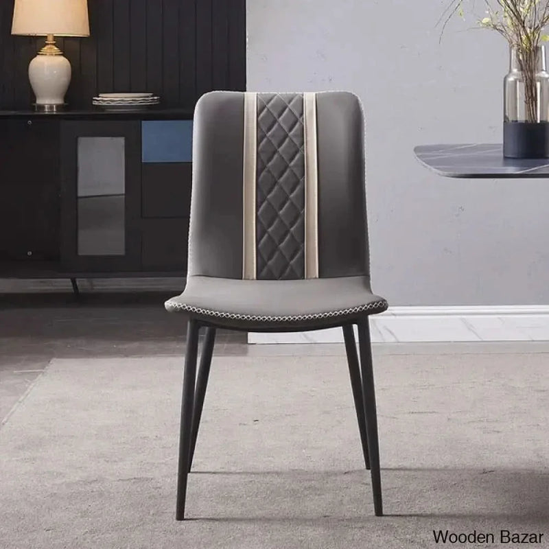 Gray Armless Dining Chair Faux Leather High Back Upholstered Dining Chair - Craft Decor