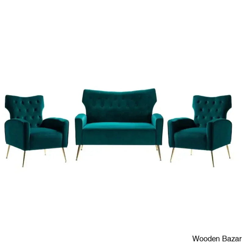 Groombridge 3 Piece Velvet Living Room Set
