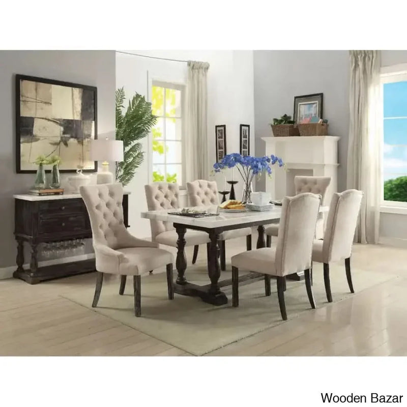 Hakuna Precious Dining table Set Marble Top For Luxe Homes