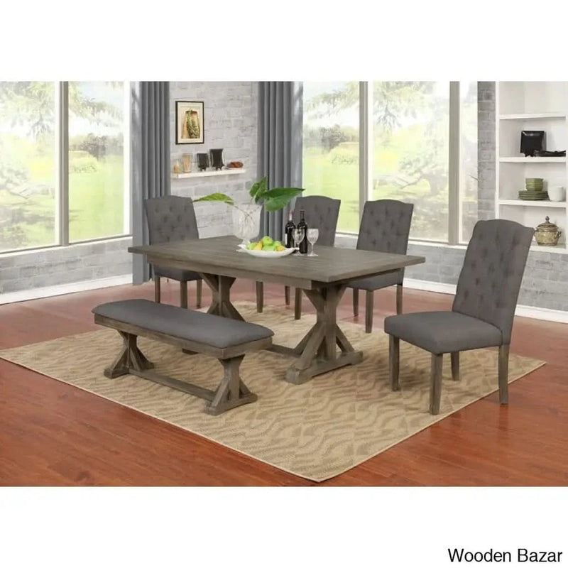 Handler 6 - Person Wooden Dining Table Set