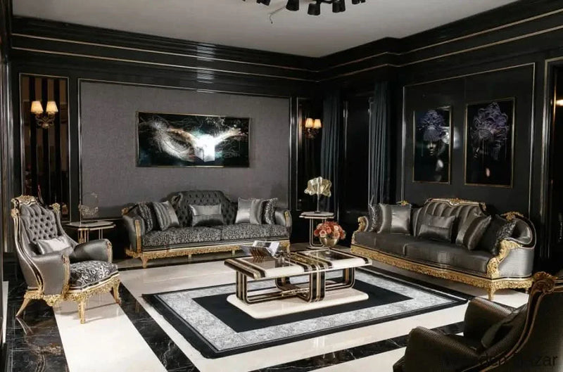 Handmade Victorian Style Luxury Sofa Set & Center Table