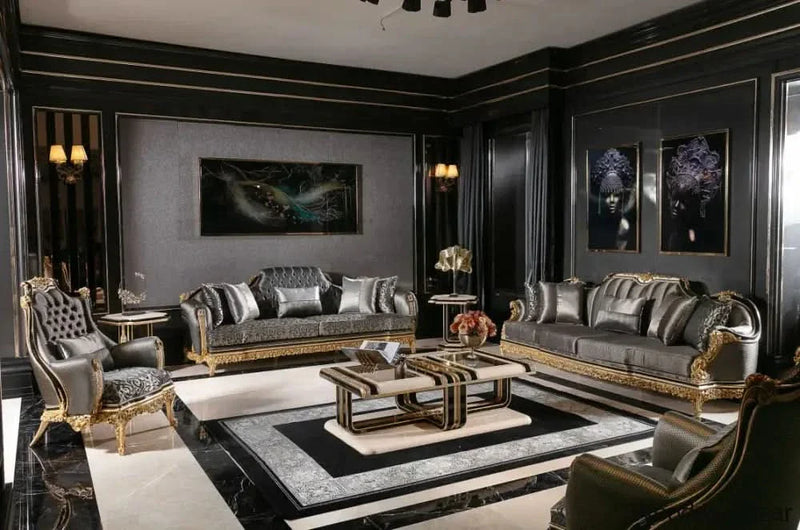 Handmade Victorian Style Luxury Sofa Set & Center Table