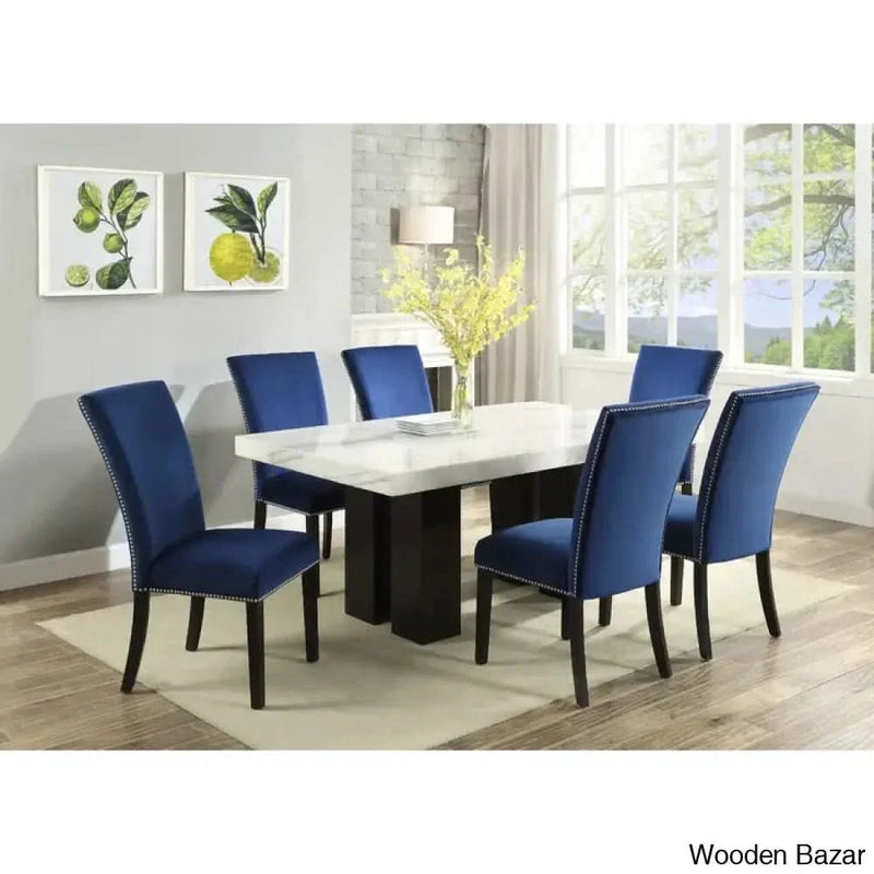 Harron New 6 Seater Marble Top Dining Set