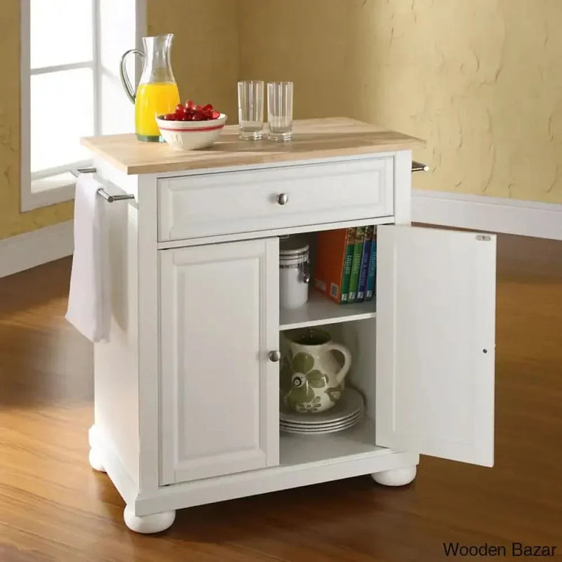 Hedon Solid Wood Kitchen Cart Kitchen trolley cart cabinet kitchen island with storage