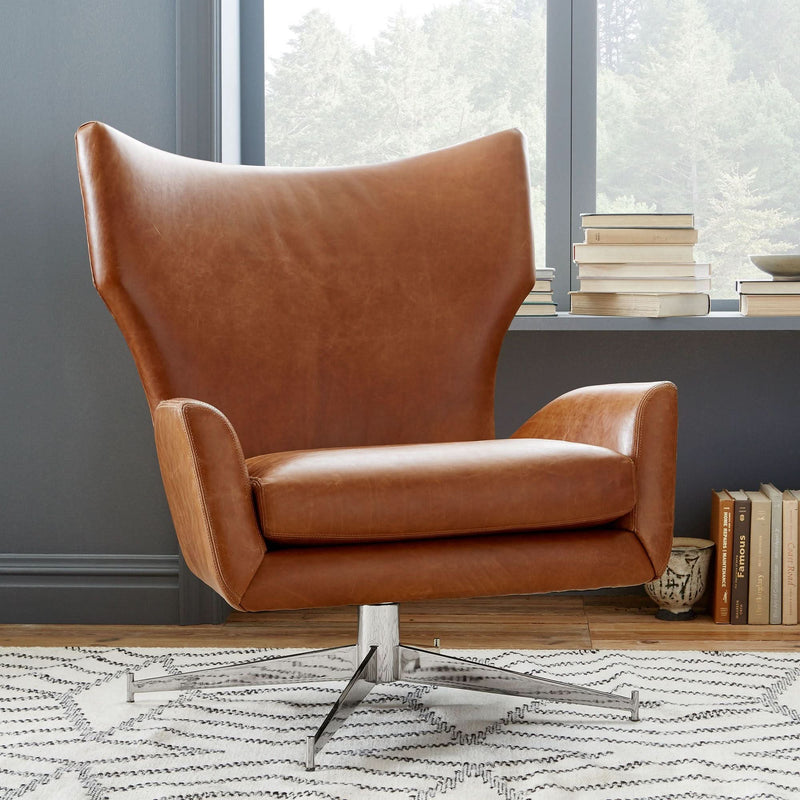 Anion Leather Swivel Chair - Craft Decor