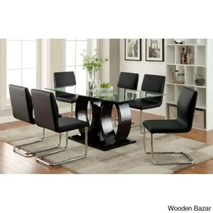 Herry New 4 Seater Pedestal Dining Table Set - Craft Decor Black / 6 Seater