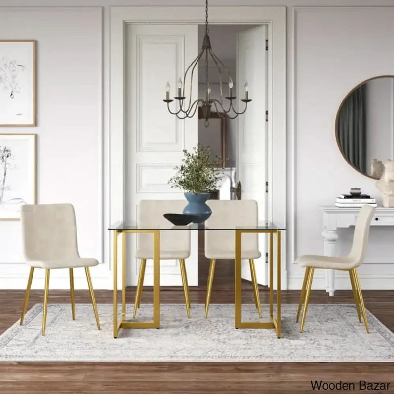Heter best 4 Seater Glass top Dining set