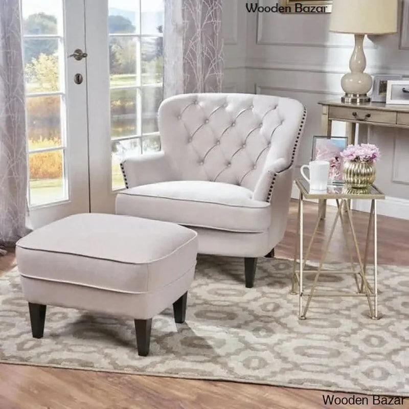 Heywood  Wide Tufted Armchair and Ottoman - Craft Decor