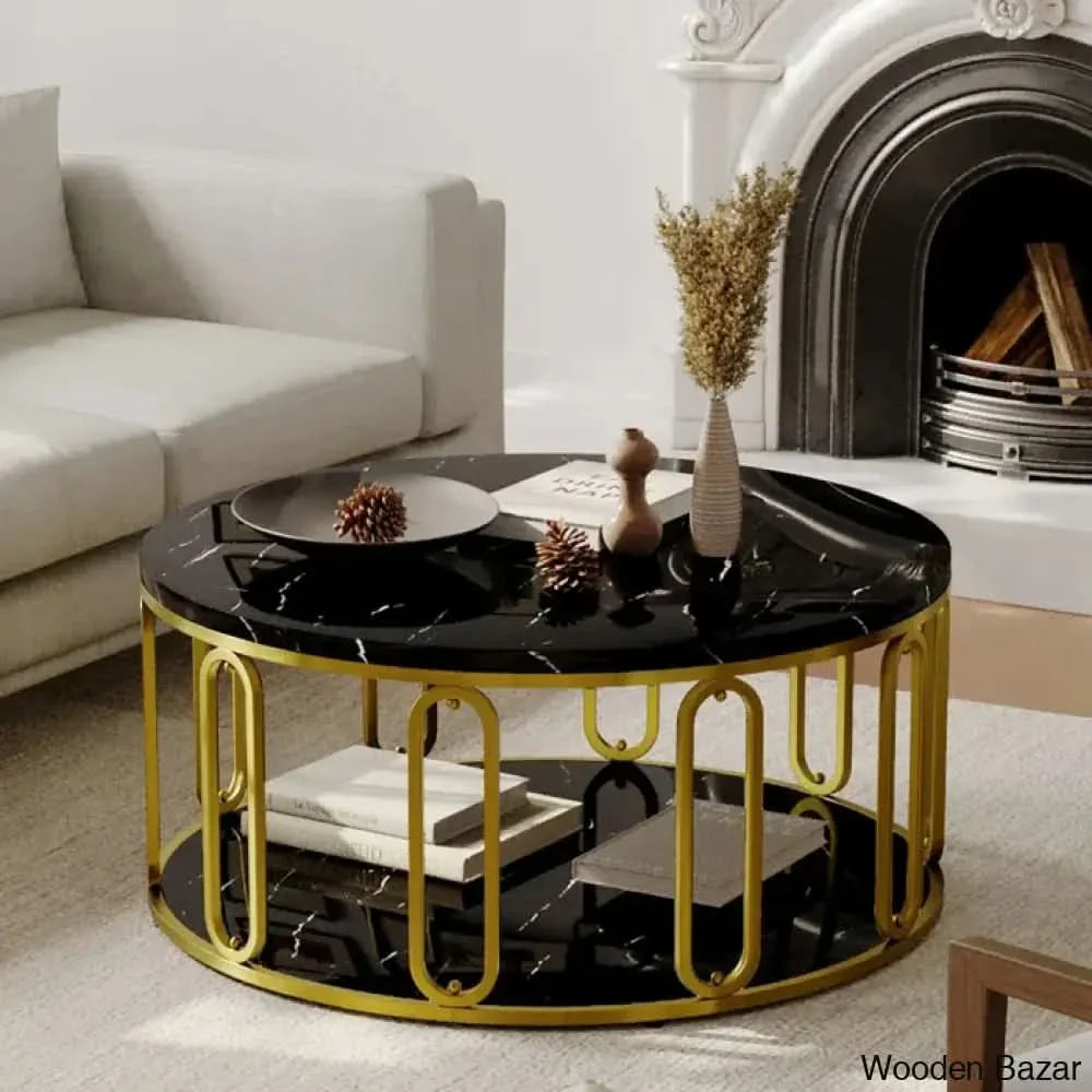Hollandio Single Coffee And Center Table With 100% Original Marble Black