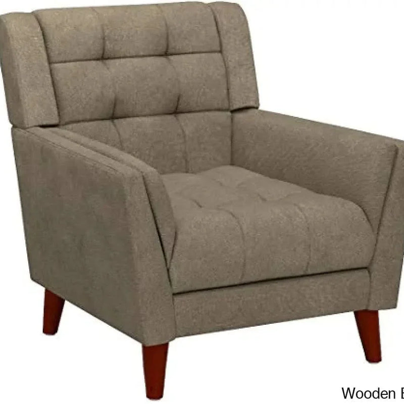 Home Evelyn Mid Century Modern Fabric Arm Chair, Mocha, Walnut