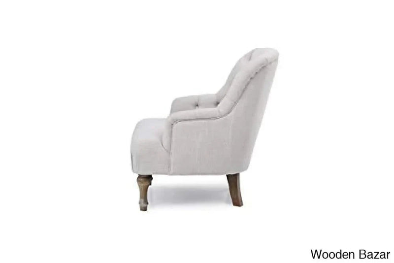 Home Source Modern Accent Chair Cream Fabric Armchair Wooden Legs