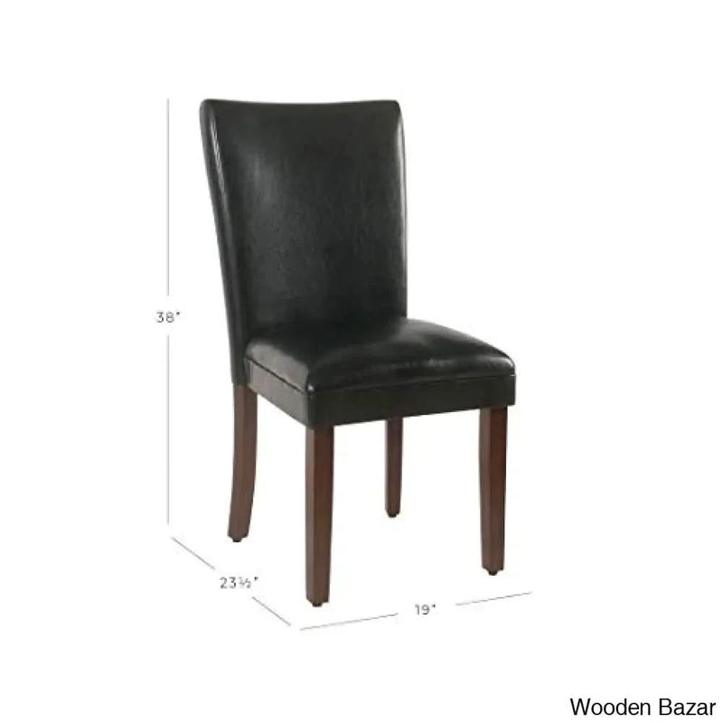 HomePop Parsons Upholstered Accent Dining Chair, Set of 2, Black Faux Leather