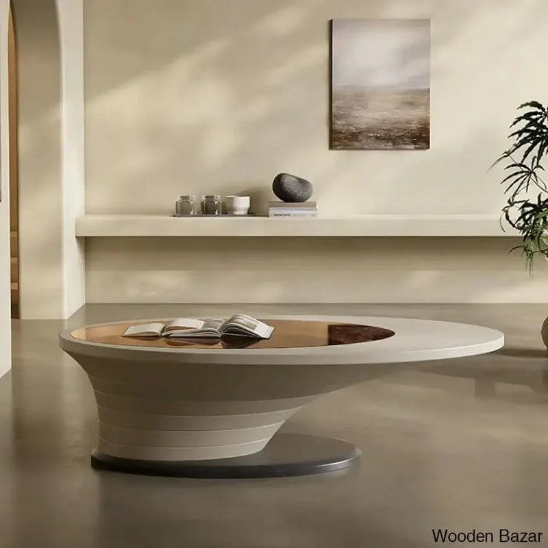 Hopper Light Luxury Modern Minimalist Oval Tea Brown Glass Tea Table Gray Base Coffee and center table
